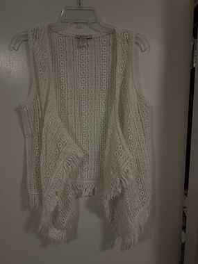 Ariat White Crochet Fringe Vest